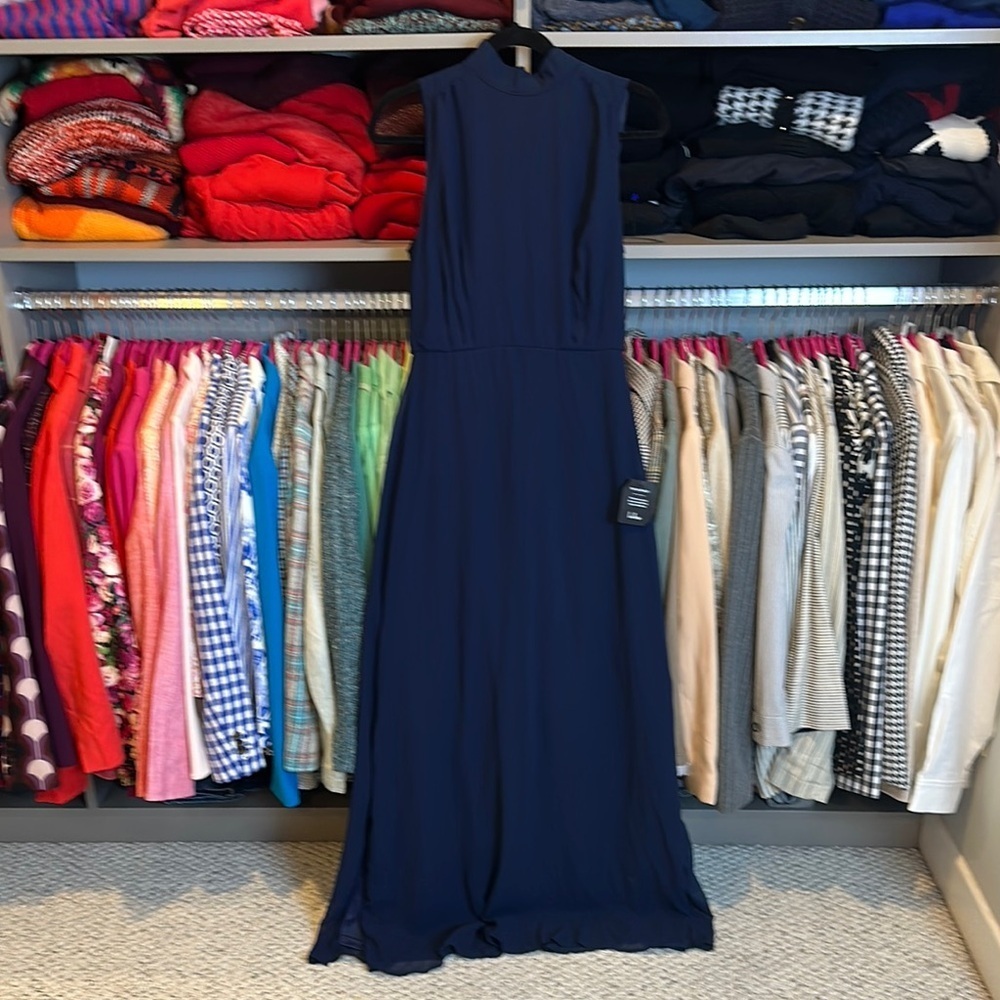Lulus navy sleeveless mock neck maxi dress size S